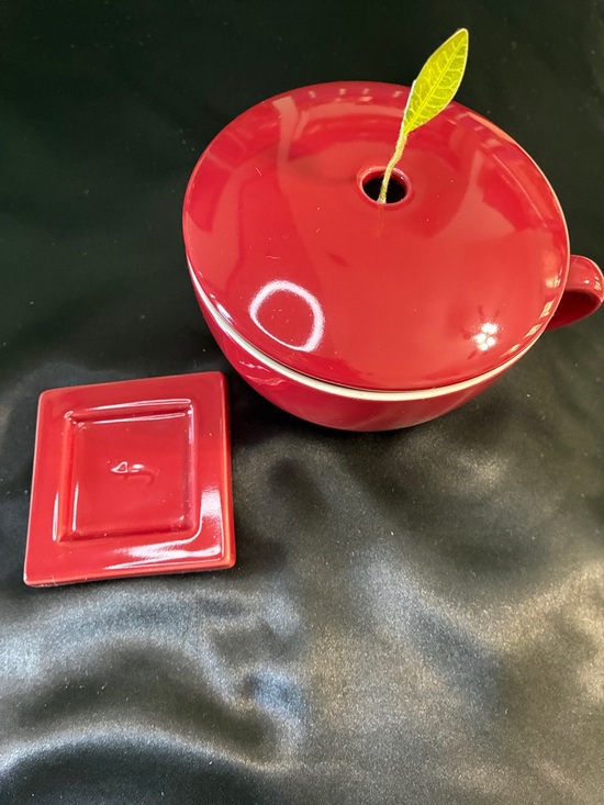Tea Forte Other - Red Ceramic Tea Mug with Lid and Leaf Infuser - Stylish Coffee & Tea Accessory
